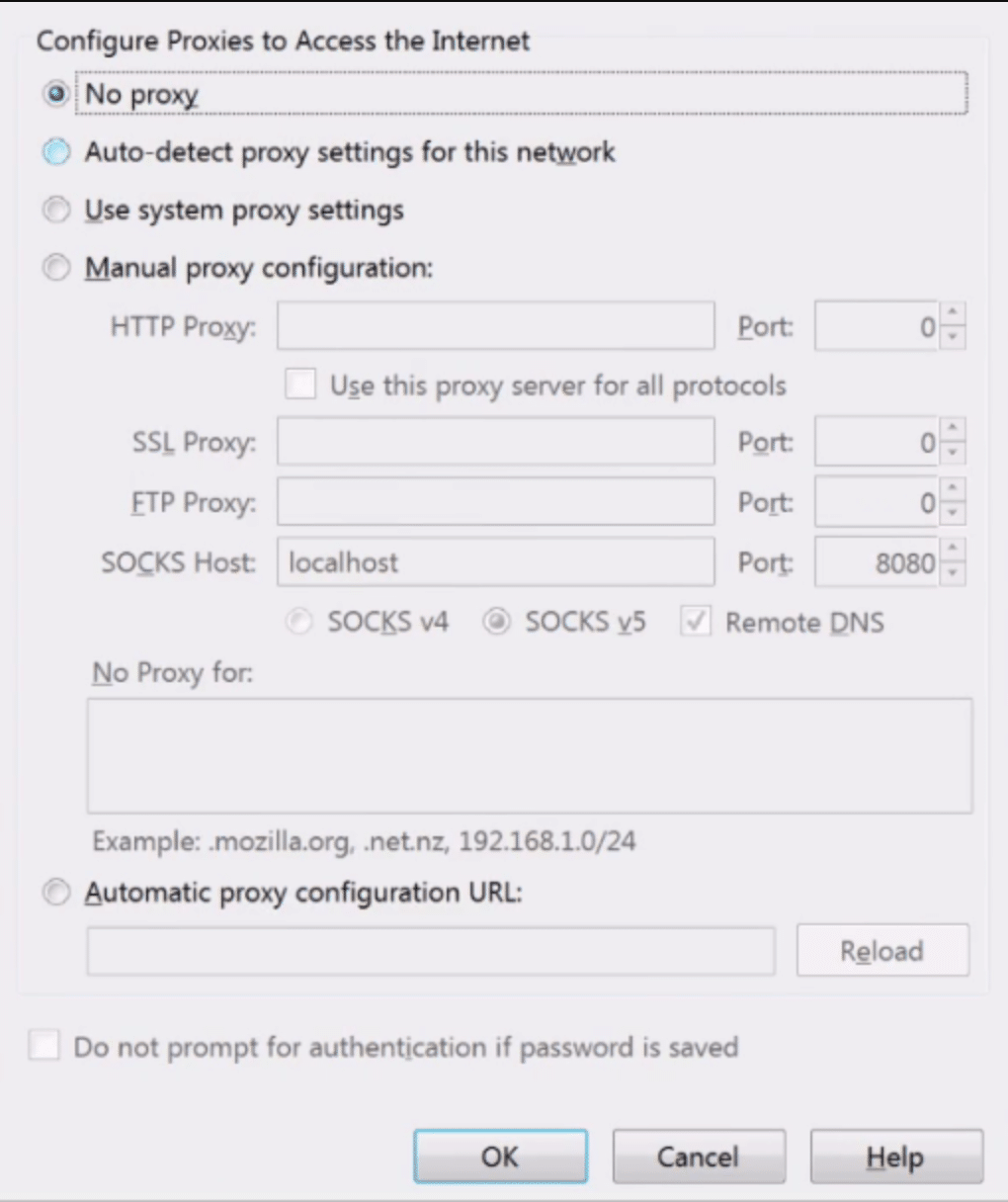 proxy settings and configurations