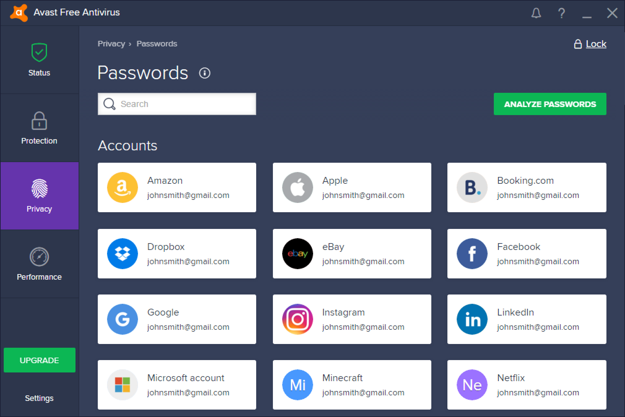 Avast passwords capture