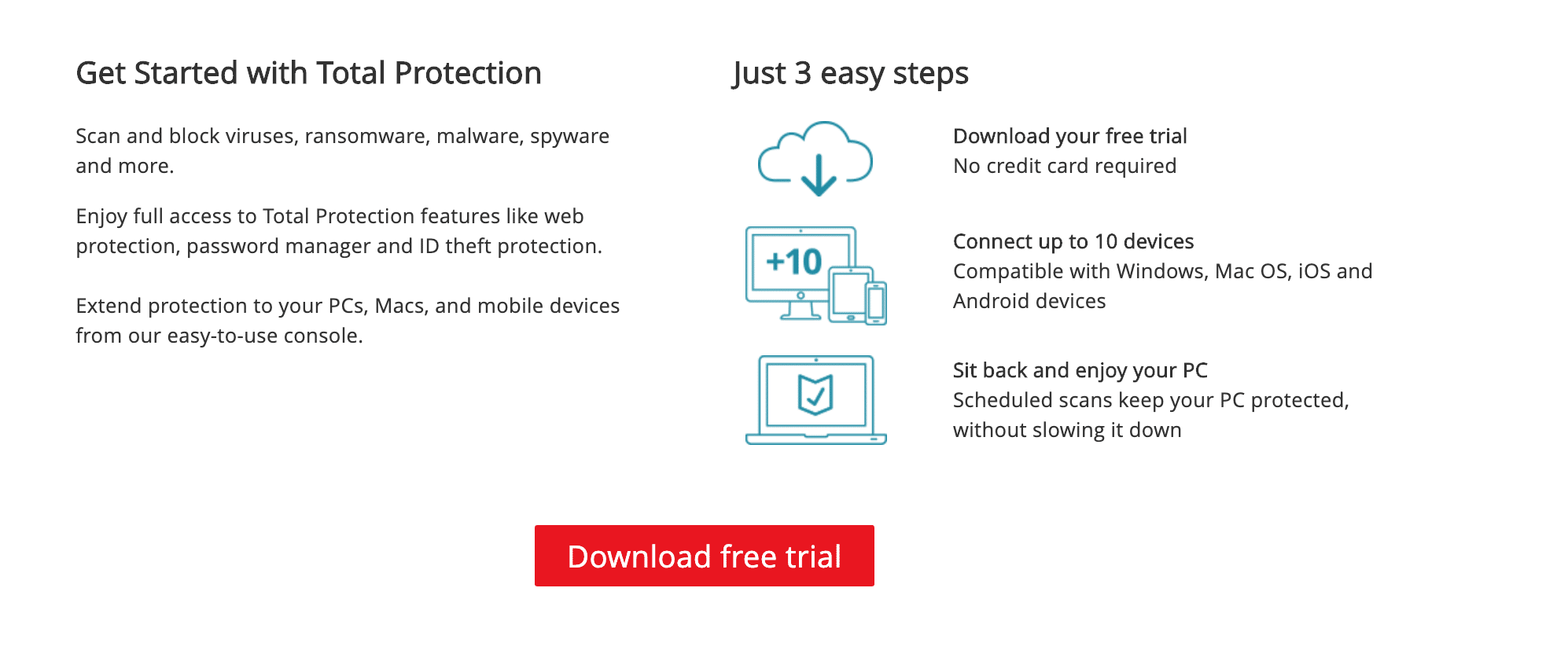 how to get free trial from McAfee website
