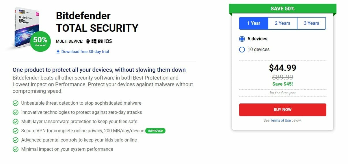 check bitdefender security package