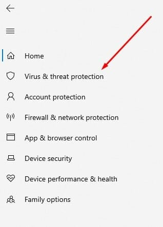 click on virus and threat protection