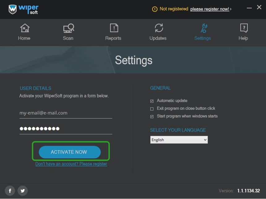 login into wipersoft