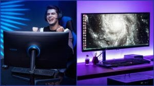 monitors on blue and purple background