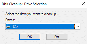 Disk Cleanup Drive selection