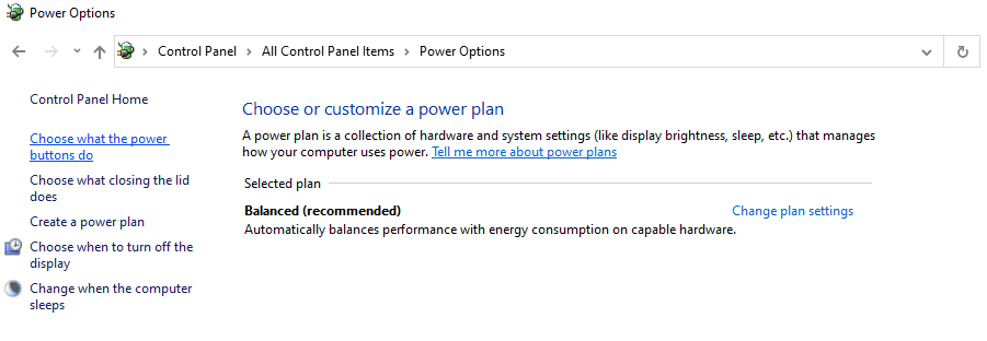 Power Options capture