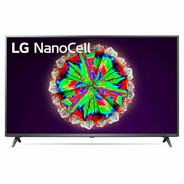 LG NanoCell TV with a red, gree, purple background