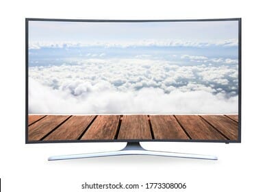 Monitor with clouds as backscreen