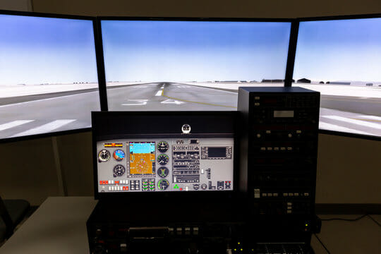 Simulation of a flight on a monitor