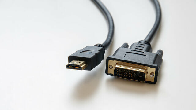 DVI cable on grey background