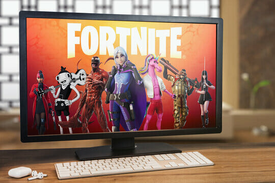 Fortnite game on a monitor