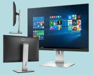 3 Dell Sharp monitors on blue background