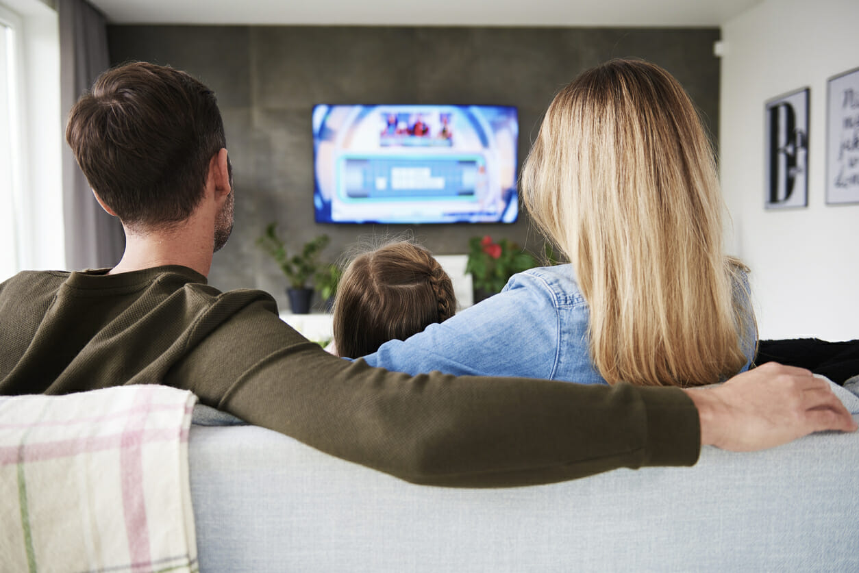 A family watching a TV