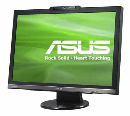 Asus monitor with a green background