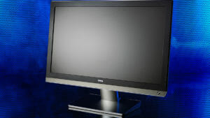MOnitor with a blue background behind