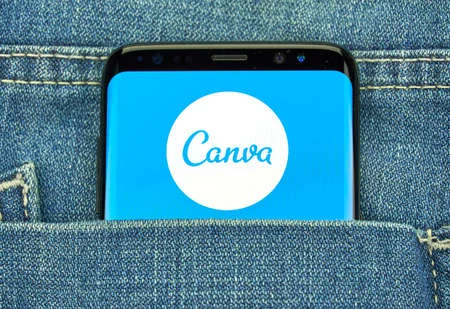 Canva on a phone in a pocket