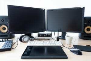 monitors on the working desk