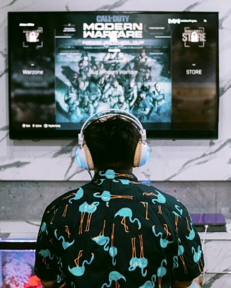 a person playing a video game