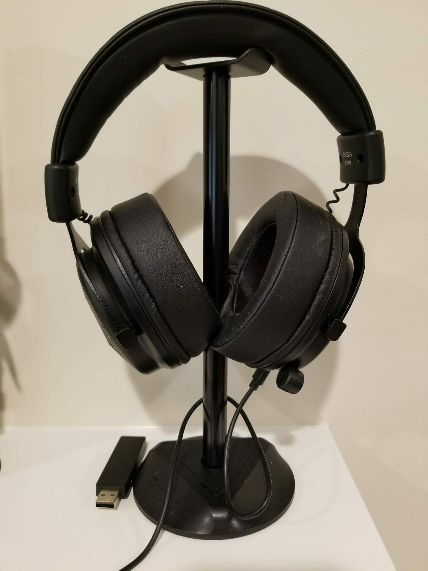 Eksa headphones on a stand