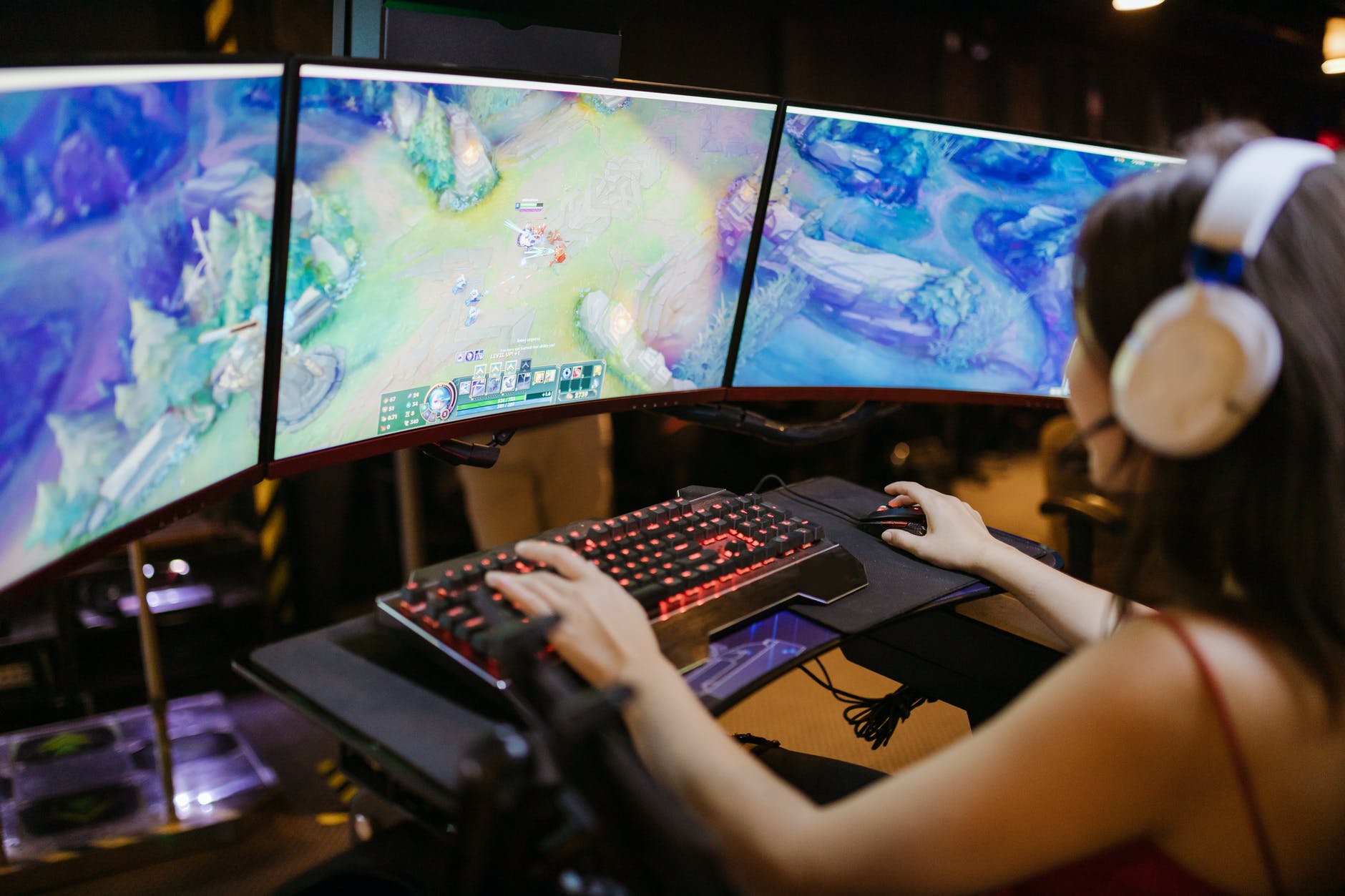a girl playing a video game