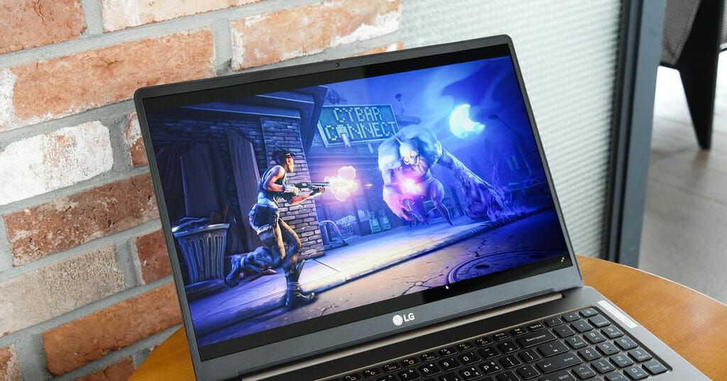 a game on the laptop screen