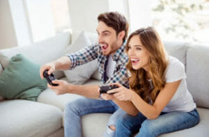 a couple playing a game