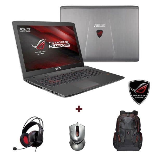 Laptop with headphones and a mouse