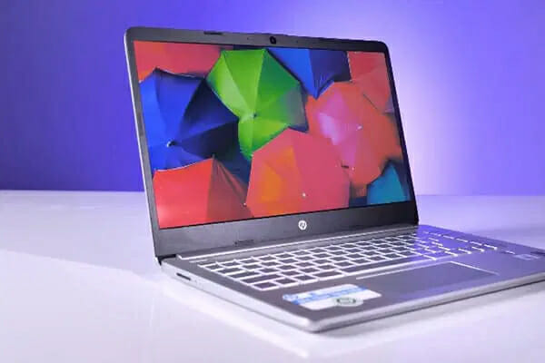 an opened HP laptop