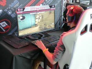 a person playing a video game