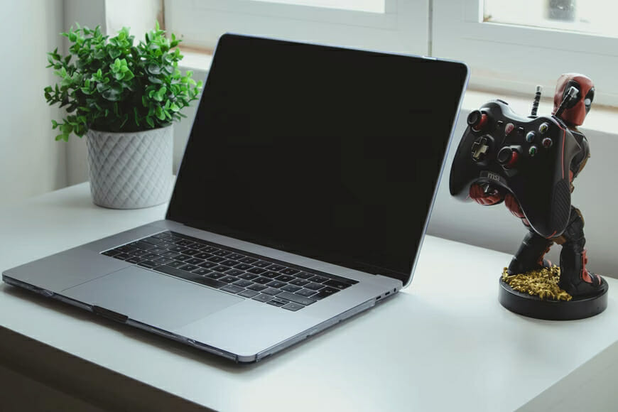 laptop on the desk