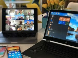 laptops on the desk