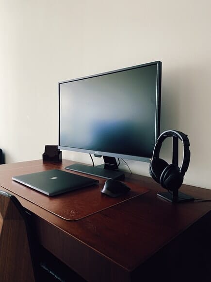 workspace with devices