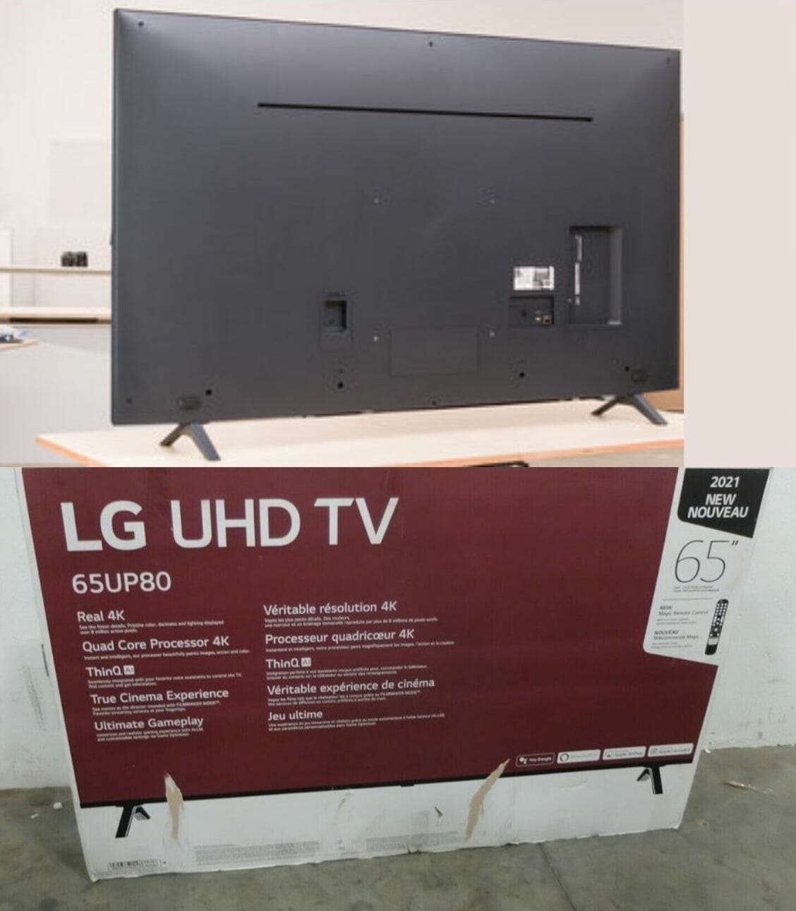 LG tv and the box