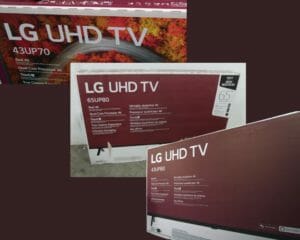 3 boxes of the LG TVs