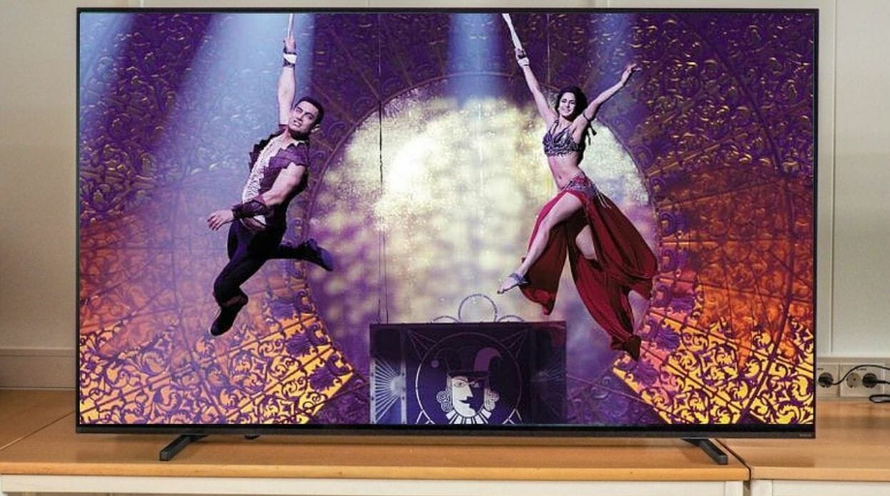 a dancing scene on TV screen 