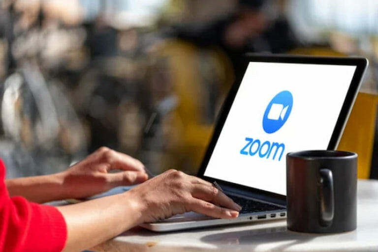 Zoom logo on the latop screen