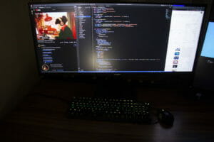 monitor and keyboard on the table