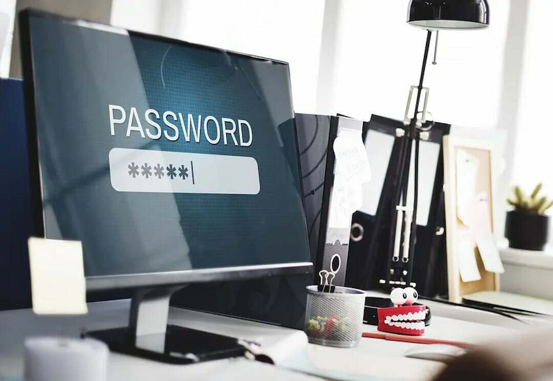 Password field on the monitor screen