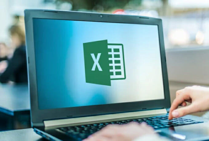 Excel icon on the laptop screen