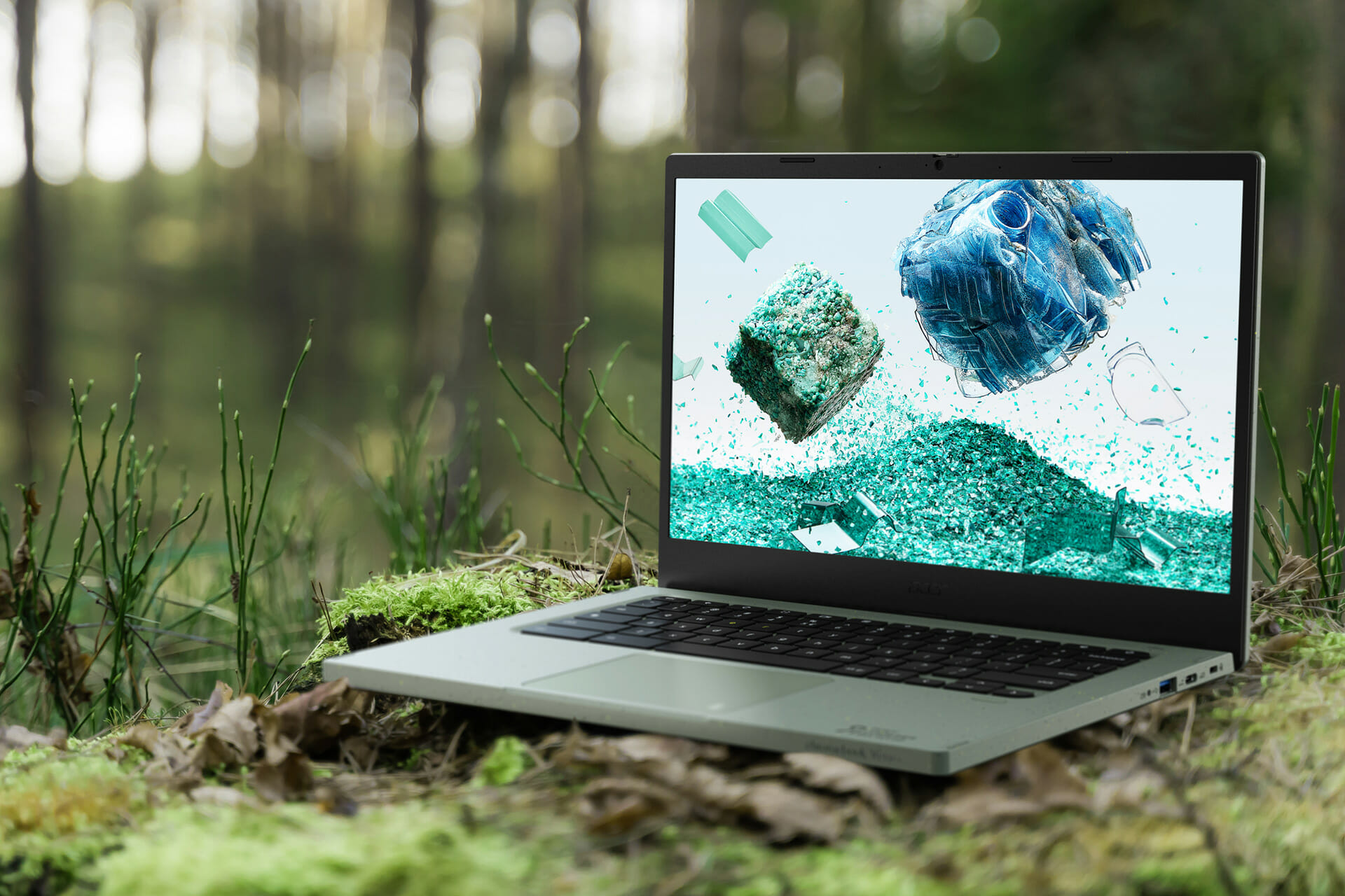 Chromebook laptop in nature