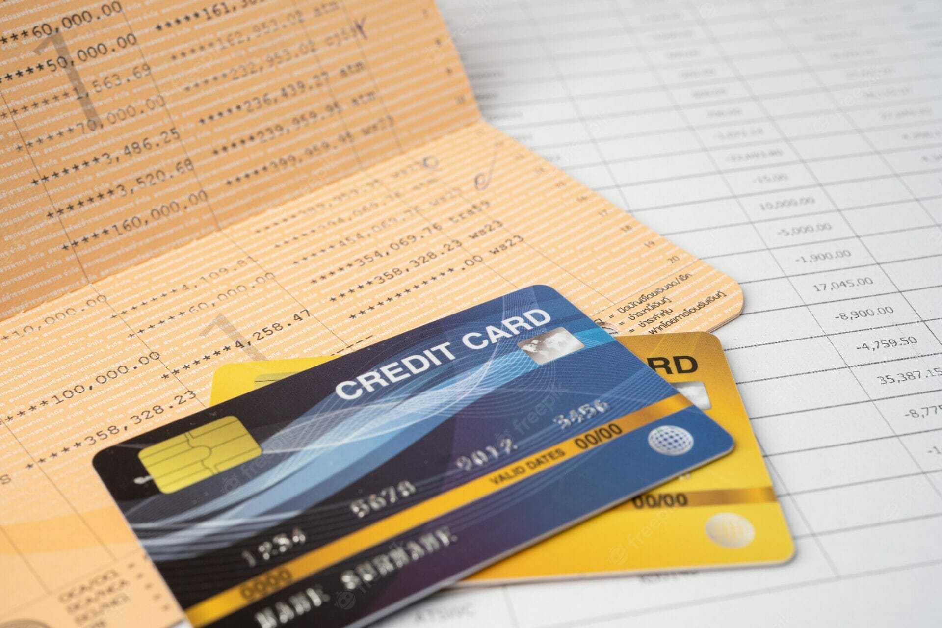 Credit account paper with a credit card