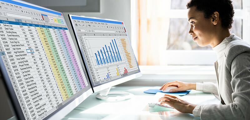 Woman working in excel