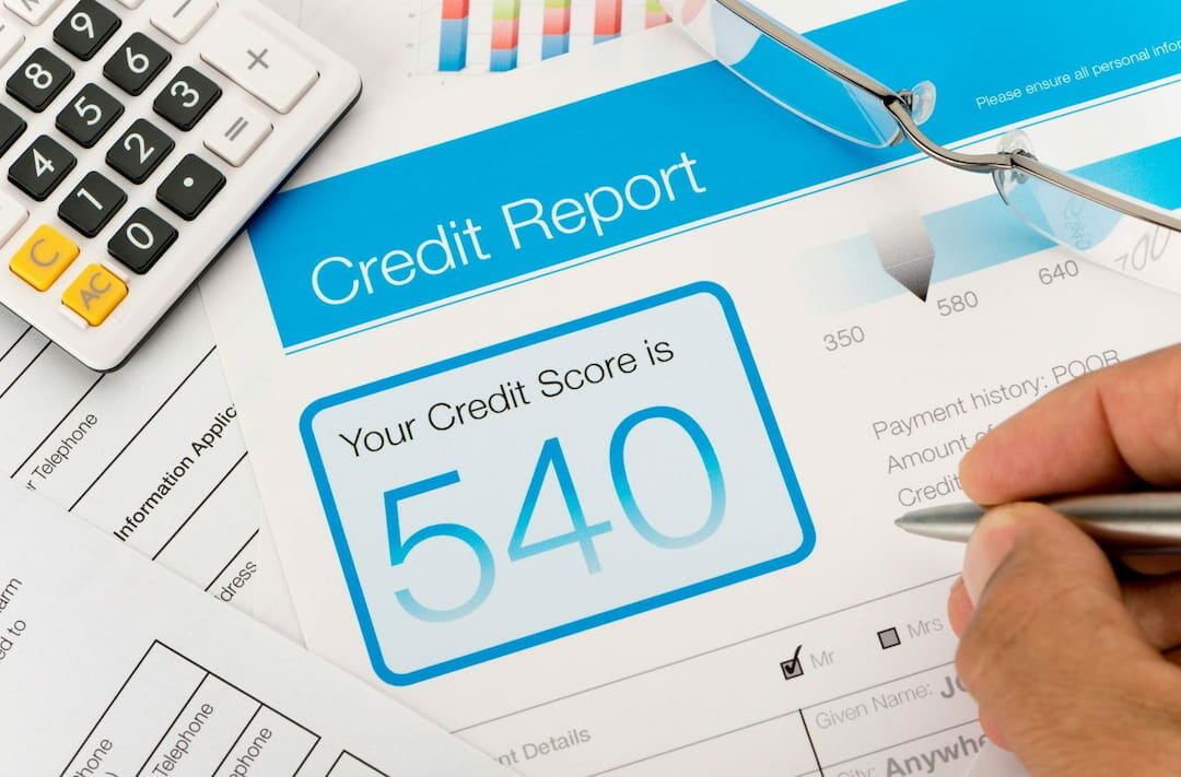 A credit report with a score of 540