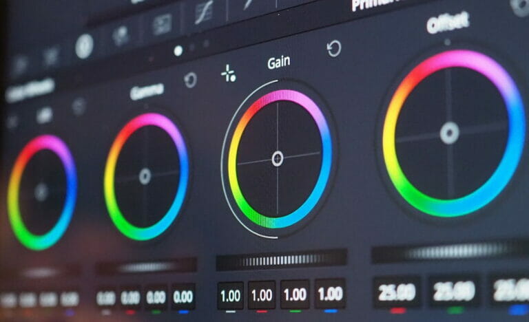 Color grading scales on the monitor screen