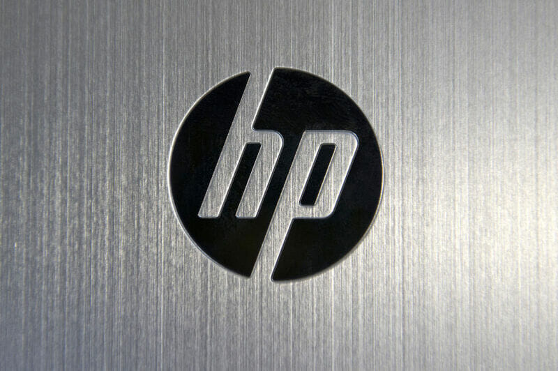 HP logo on laptop